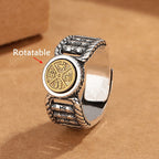 Fortune Jewel Tibetan Om Mani Padme Hum Carved Design Copper Coin Purity Rotatable Ring