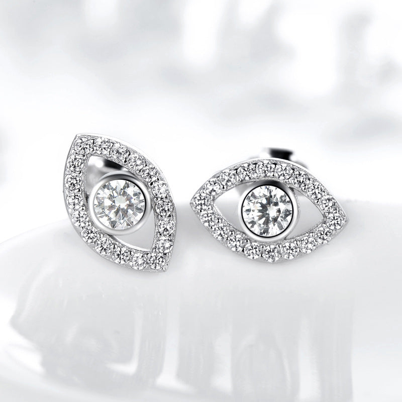 Fortune Jewel 925 Sterling Silver Evil Eye Symbol Protection Stud Earrings