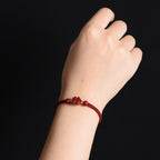 Fortune Jewel Four Leaf Clover Five-petal Flower Cinnabar Blessing Red String Bracelet