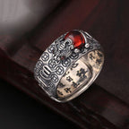 Fortune Jewel Genstone PiXiu Feng Shui Frog Vajra Dorje Heart Sutra Wealth Adjustable Ring