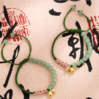 Fortune Jewel Handmade Jade Bead Lily of the Valley Charm Luck Braided Bracelet