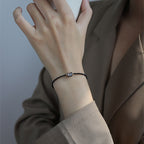 Fortune Jewel 14K Gold Plated Black Spinel White Crystal Cute Cat Tridacna Stone Healing Bracelet