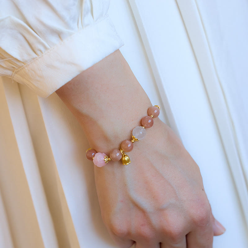 Fortune Jewel Sun Stone Golden Silk Jade Lily of the Valley Charm Positive Bracelet Bangle