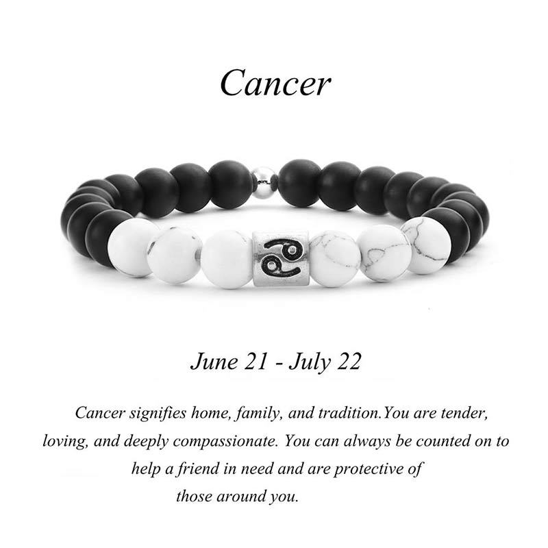 Fortune Jewel 12 Constellations of the Zodiac Natural Frosted Stone White Turquoise Bead Fortune Bracelet