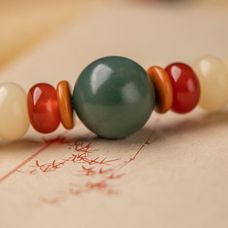 Fortune Jewel Bodhi Seed Lotus Pod Charm Peace Double Wrap Bracelet