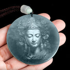 Fortune Jewel Kwan Yin Avalokitesvara Jade Abundance String Necklace Pendant Fortune Jewel