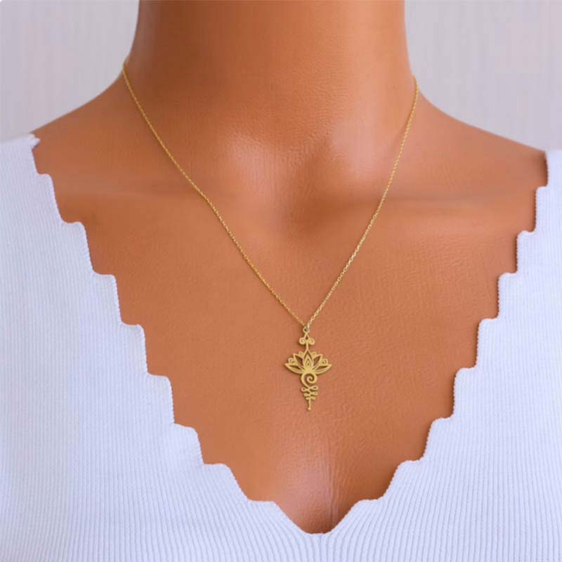 Fortune Jewel Lotus Luck Wealth Necklace Pendant