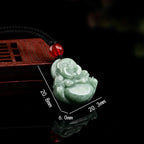 Fortune Jewel Natural Green Jade Laughing Buddha Luck Abundance Necklace Pendant Fortune Jewel