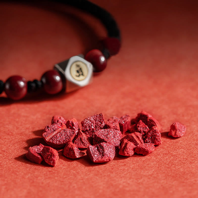 Fortune Jewel 925 Sterling Silver Chinese Zodiac Natal Buddha Cinnabar Calm Bracelet