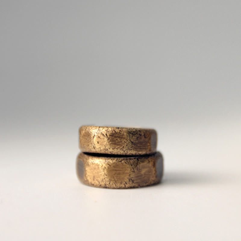Fortune Jewel Tibetan Simple Design Copper Brass Frosted Wealth Ring