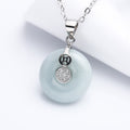 Fortune Jewel 925 Sterling Silver Peace Buckle Jade Coin Luck Necklace Pendant