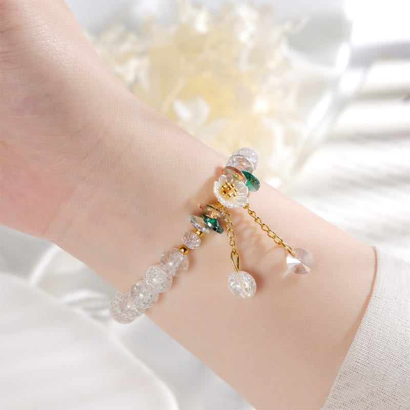 Fortune Jewel Simple Design Flower Charm Glass Bead Bracelet