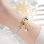 Fortune Jewel Simple Design Flower Charm Glass Bead Bracelet