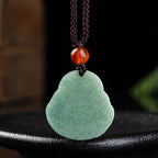 Fortune Jewel Laughing Buddha Cyan Jade Success Necklace String Pendant Fortune Jewel