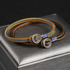 Fortune Jewel  925 Sterling Silver Handmade Button Protection Weave String Bracelet