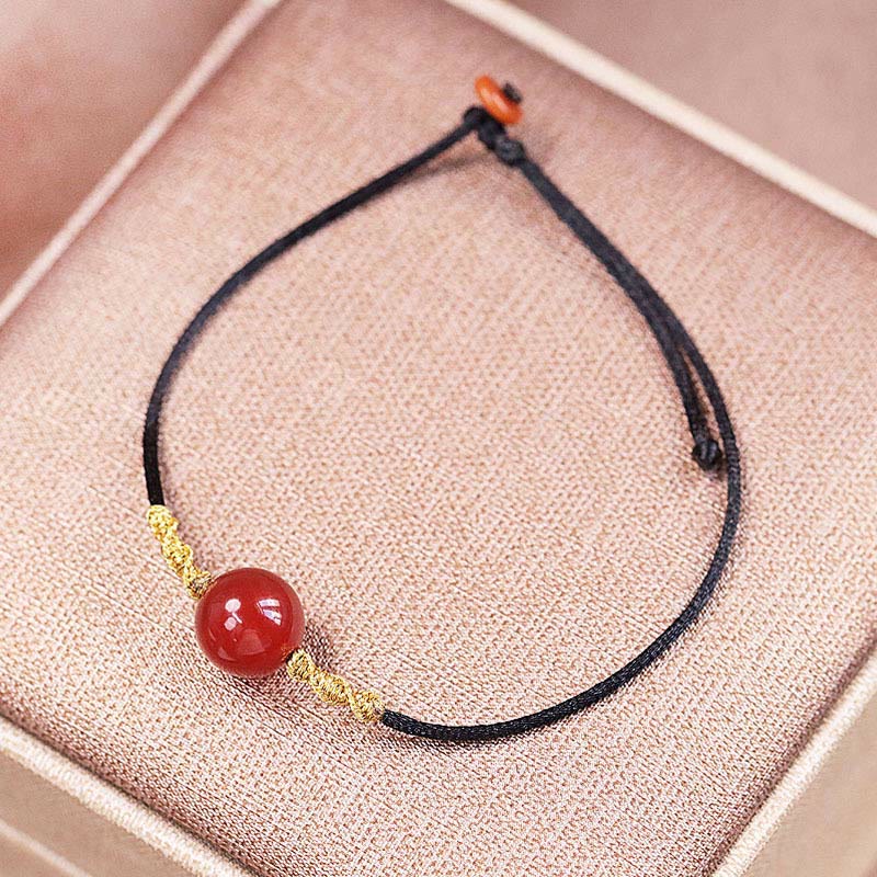 Fortune Jewel Natural Red Agate Chalcedony Self-acceptance Confidence String Bead Bracelet Necklace Pendant