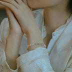 Fortune Jewel 14K Gold Plated Natural Pearl Hetian Cyan Jade White Jade Sincerity Bead Chain Bracelet
