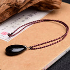 Fortune Jewel Gold Sheen Obsidian Black Obsidian Rainbow Obsidian Wealth Water Drop Necklace Pendant