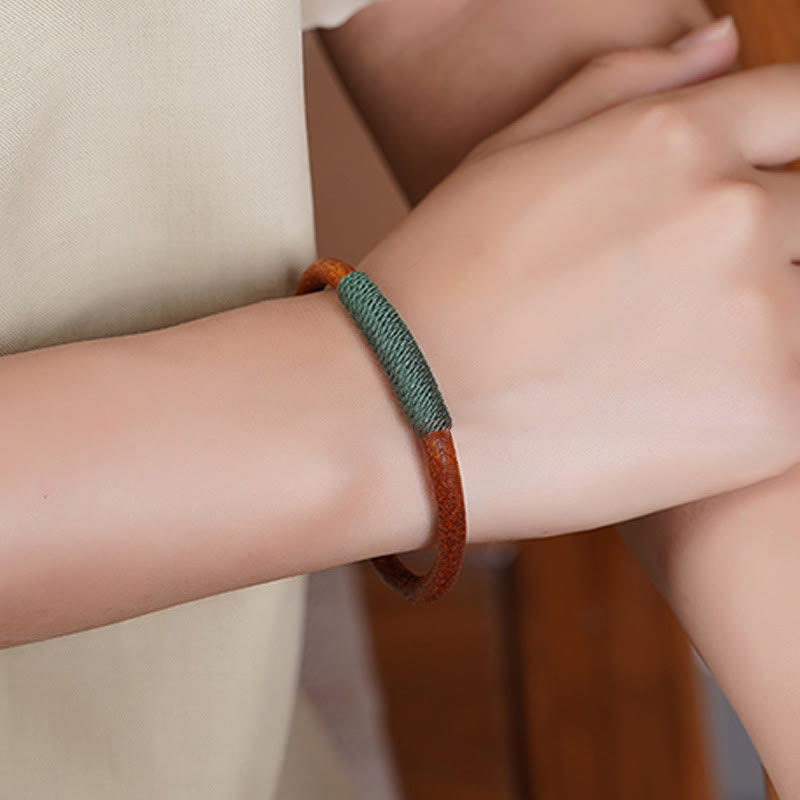 Fortune Jewel Tibetan Leather Handmade Five Elements Luck Braid String Buckle Bracelet