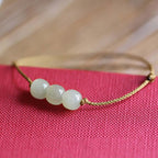 Fortune Jewel Three Beads Jade Luck String Weave Bracelet