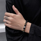 Fortune Jewel Natural Black Obsidian Tiger Eye Strength Fulfillment Bracelet