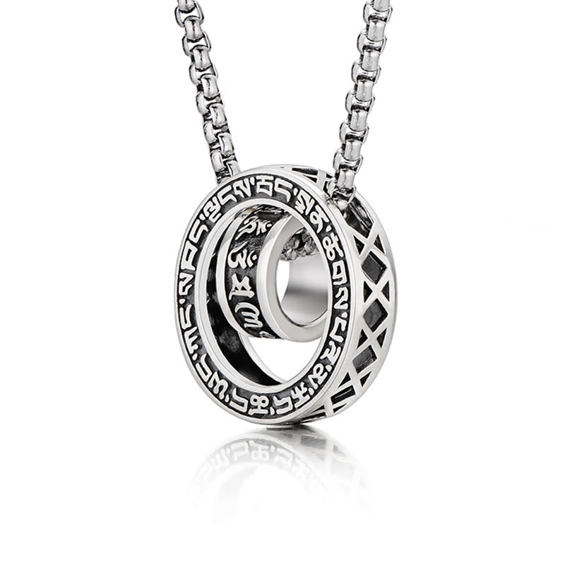 Fortune Jewel Tibetan Om Mani Padme Hum Carved Peace Purity Chain Necklace Pendant