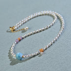Fortune Jewel 925 Sterling Silver Natural Pearl Larimar Sincerity Necklace Pendant