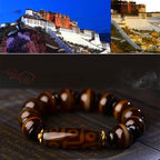 Fortune Jewel Tibetan Natural Nine-Eye Dzi Bead Agate Wealth Blessings Bracelet