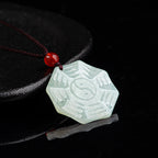 Fortune Jewel Natural Jade Bagua Yin Yang Luck Necklace Pendant Fortune Jewel