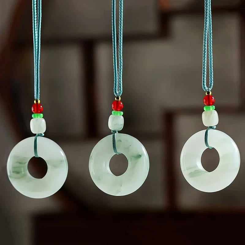 Fortune Jewel Natural Jade Peace Buckle Prosperity Necklace Pendant