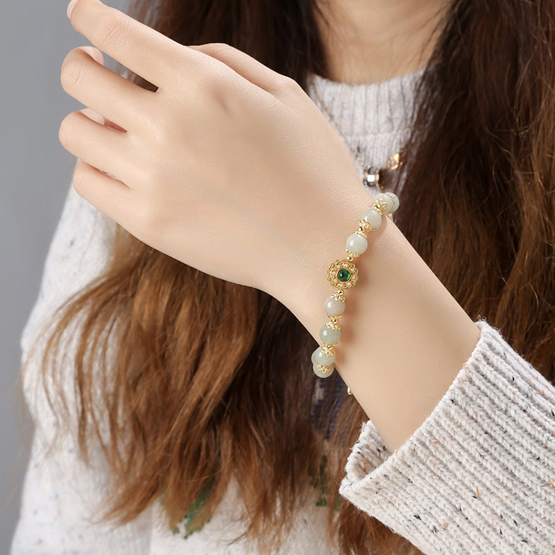 Fortune Jewel Natural Jade Prosperity Bead Chain Bracelet