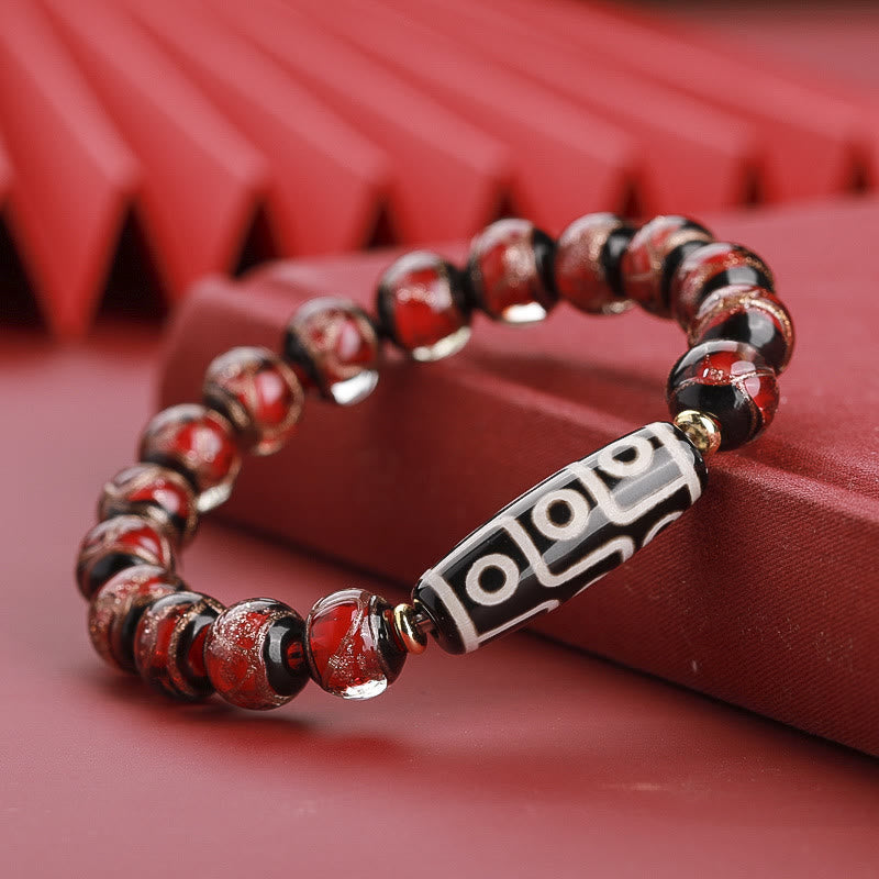 Fortune Jewel Tibetan Nine-Eye Dzi Bead Three-eyed Dzi Bead Liuli Glass Bead Wealth Bracelet