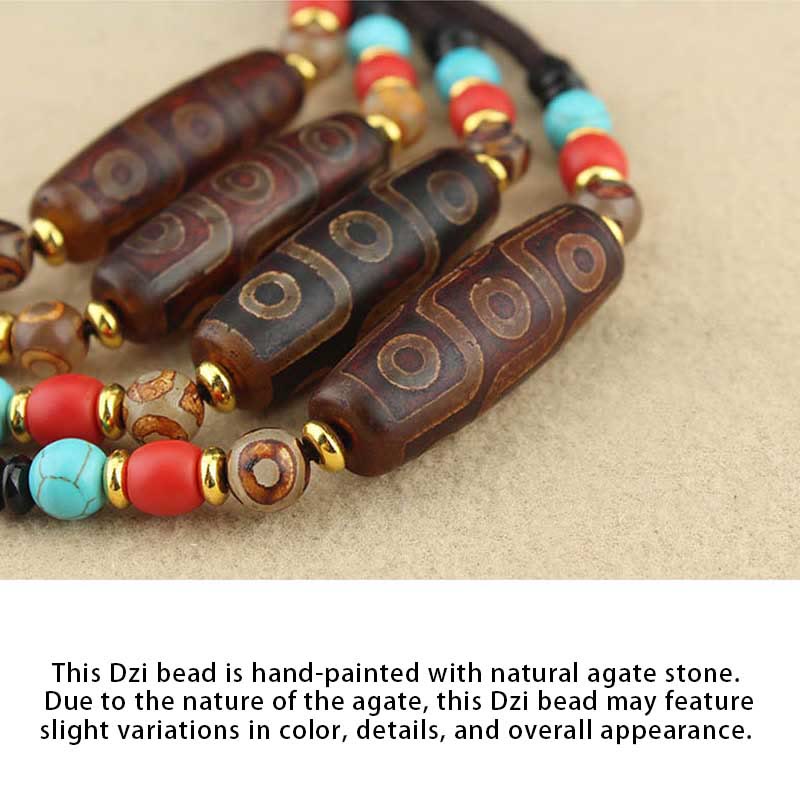 Fortune Jewel Tibetan Nine-Eye Dzi Bead Three-eyed Dzi Bead Protection String Necklaces Pendant