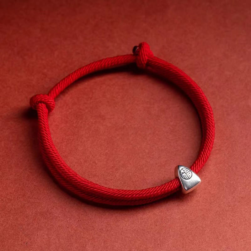 Fortune Jewel 925 Sterling Silver Fu Character Blessing Handmade Braided Bracelet