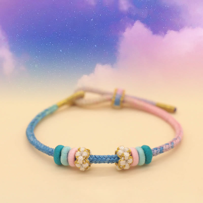 Fortune Jewel Handmade Eight Thread Peace Knot Peach Blossom Knot Luck Rope Braided Bracelet
