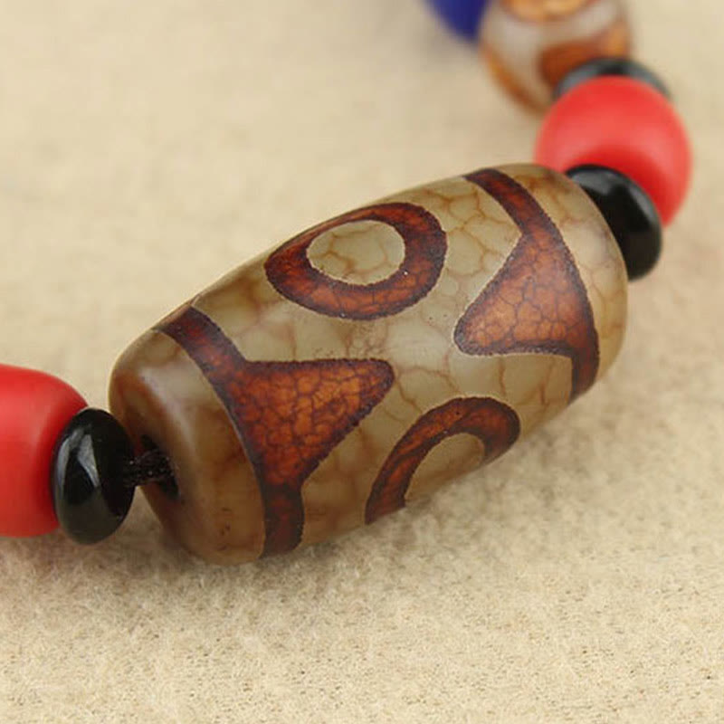 Fortune Jewel Tibetan Nine-Eye Dzi Bead Three-eyed Dzi Bead Protection String Necklaces Pendant