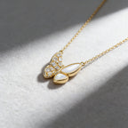 White Mother-of-Pearl Butterfly Necklace with Sparkling Zircon Stones