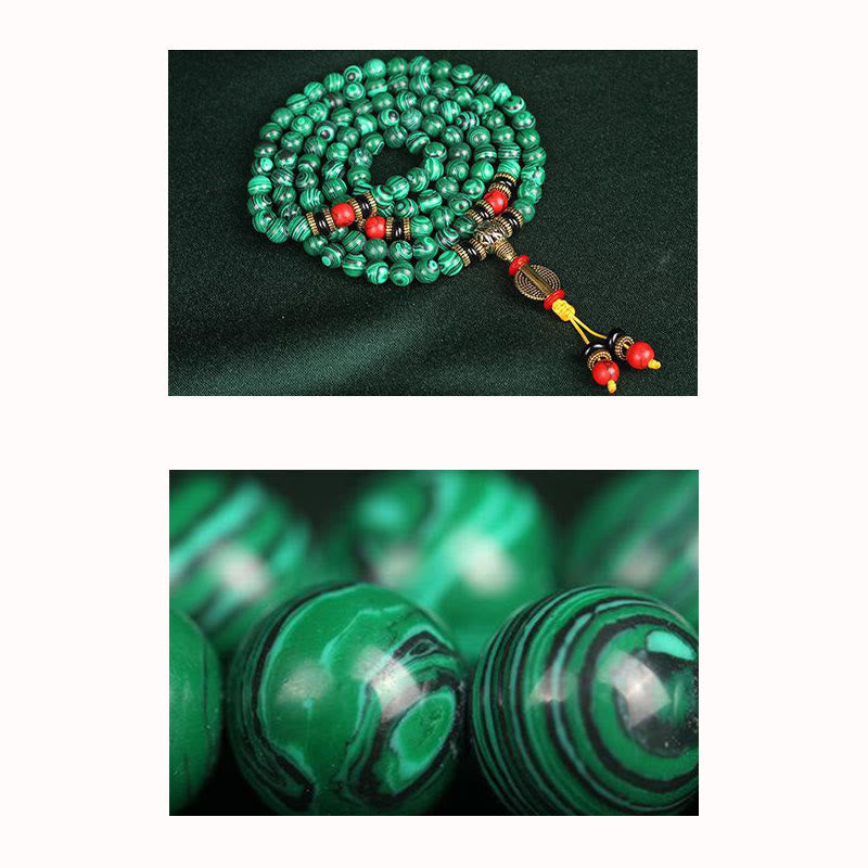 Fortune Jewel Tibetan 108 Mala Malachite Beads Bracelet Necklace