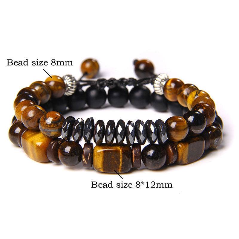 Fortune Jewel Tiger Eye Frosted Stone Hematite Courage Bracelet