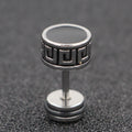 Fortune Jewel Cool Men Titanium Steel Balance Round Stud Earrings