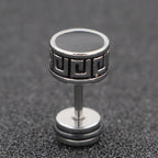 Fortune Jewel Cool Men Titanium Steel Balance Round Stud Earrings