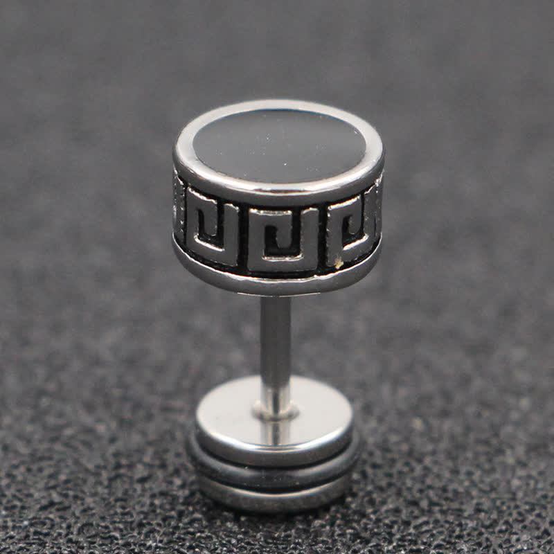Fortune Jewel Cool Men Titanium Steel Balance Round Stud Earrings