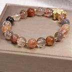 Fortune Jewel Multicolored Rutilated Quartz Citrine Wealth Protection Flower Bracelet