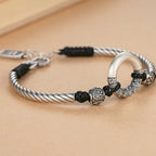 Fortune Jewel 999 Sterling Silver Fu Character Peace Buckle Copper Coin Auspicious Clouds Fortune Bracelet