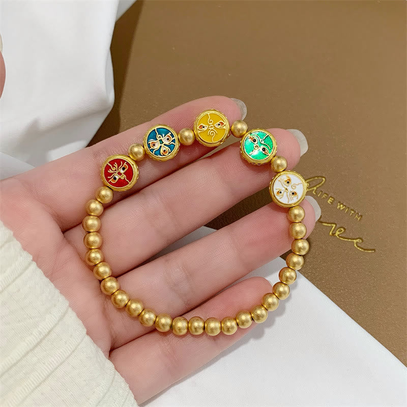 Fortune Jewel Tibetan Five God Of Wealth Copper Beads Luck Bracelet