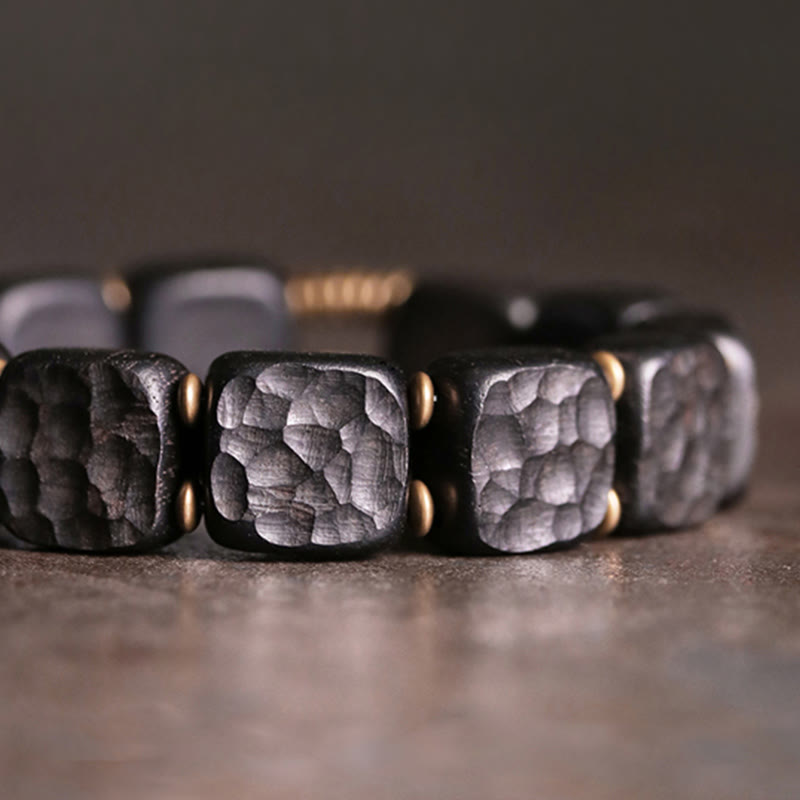 Fortune Jewel Retro Ebony Wood Texture Style Copper Peace Balance Bracelet