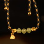 Fortune Jewel Handcrafted Hetian Jade Lotus Charm Luck Braided Bracelet