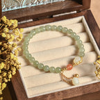 Fortune Jewel 925 Sterling Silver Hetian Jade Gourd Lotus Abundance Luck Bracelet