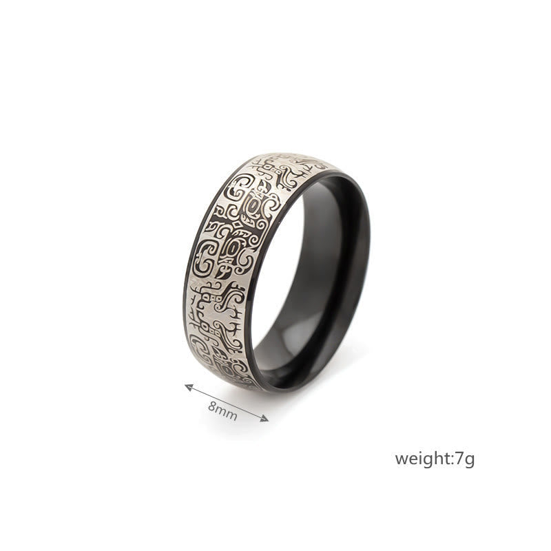 Fortune Jewel Lucky Mythological Creature Taotie Wealth Titanium Steel Ring