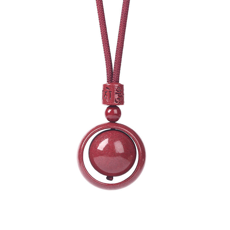 Fortune Jewel Cinnabar Om Mani Padme Hum PiXiu Blessing Lucky Bead Necklace Pendant